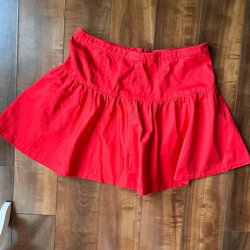 Armani Red Flowy Mini Skirt | A-Line Tiered Skater Skirt 10 Summer Cottagecore